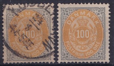 Mi 31(2), 100øre oval, tg 14:13,5, stpl og ustemplet uten lim, verdi for stemplet €60,00
