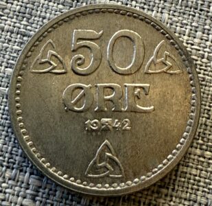 50 øre - 1942 - zink - usirkulert
