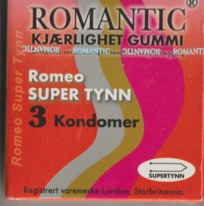 ROMANTIC kondomer. 3. stk. i pakken. 20.- pr. pakke + porto.