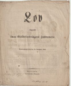 Gammel Lov fra Kong Carl Johan 1842.