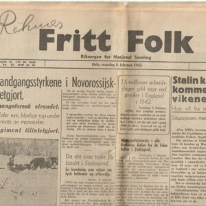 Qusling sin avis FRITT FOLK 8. februar 1943.