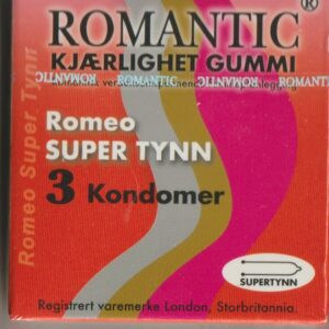 ROMANTIC kondomer. 3. stk. i pakken. 20.- pr. pakke + porto.