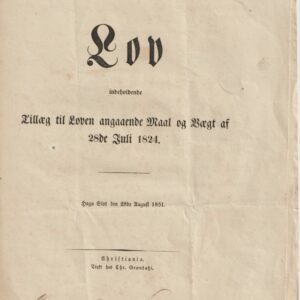 Lov fra Kong OSCAR 1851,