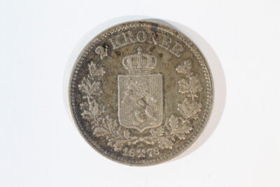 Oskar II 2-kroner 1878 Est KV. 01 Lotnr. 4