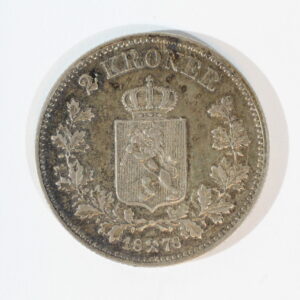 Oskar II 2-kroner 1878 Est KV. 01 Lotnr. 4