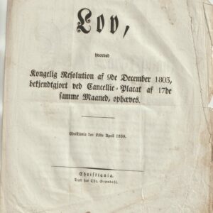 Lov fra Kong Carl Johan 1839