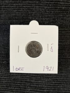 Litt sjelden 1 øre fra 1921 jern.