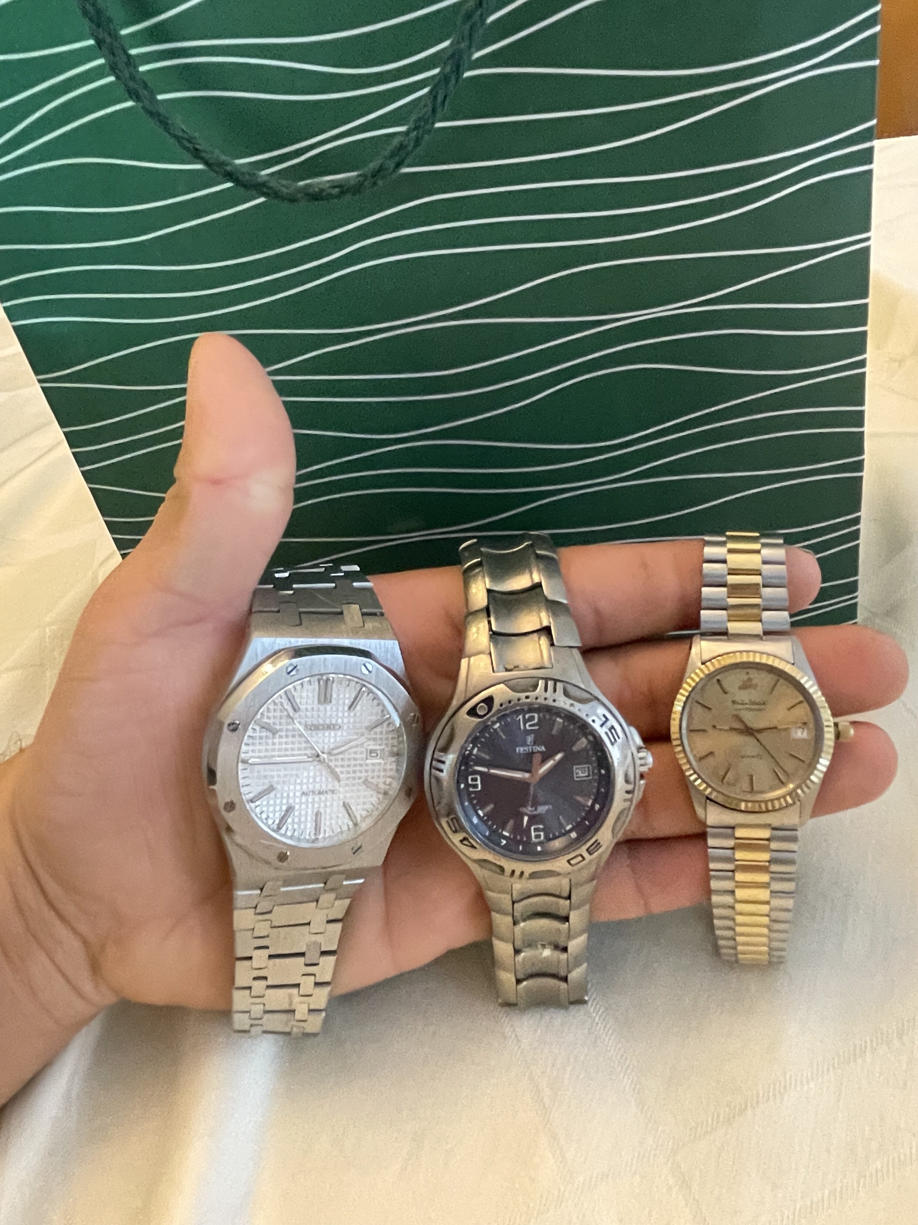 klokker selges samlet – Seiko Mod, Festina & Philip Watch – reparasjon/nytt batteri