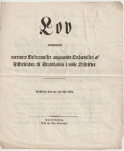 Lov fra KONG OSCAR 12. mai 1851.