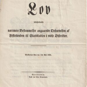Lov fra KONG OSCAR 12. mai 1851.