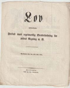 Lov fra KONG OSCAR 19. mai 1851.