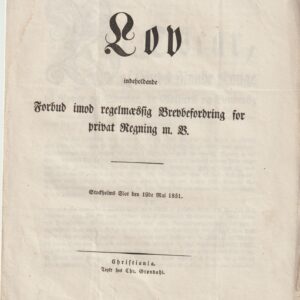 Lov fra KONG OSCAR 19. mai 1851.