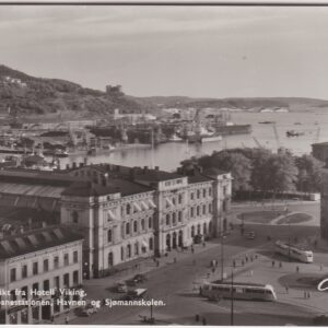 Oslo-Utsikt fra Hotel Viking mot Østbanestasjonen Havnen Sjømannskolen Ekeberg