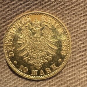 Tysk 10 Mark gullmynt fra 1888