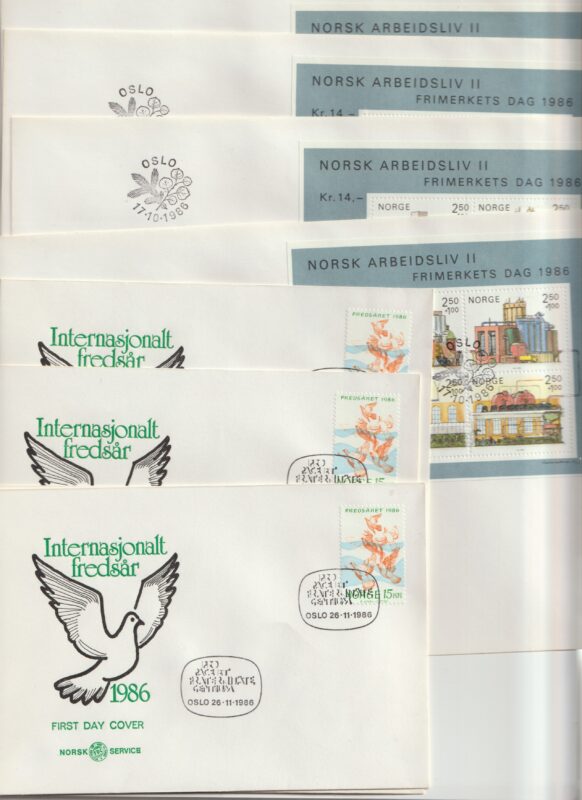 17 stk. FDC noen like. 1986.
