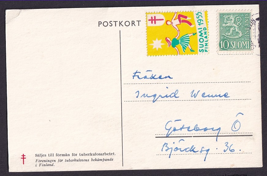 Fridfull Jul och Gott Nytt År – Postgått Finland 1955