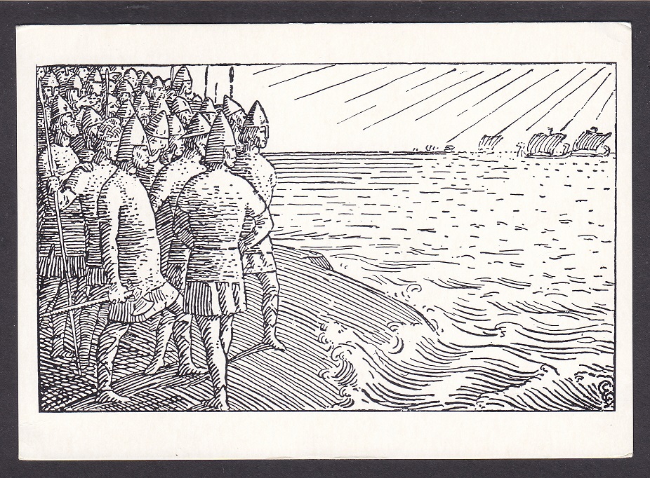 H. Egedius: Høvdingene ser fra holmen… (Nr. 62/307) – Ubrukt