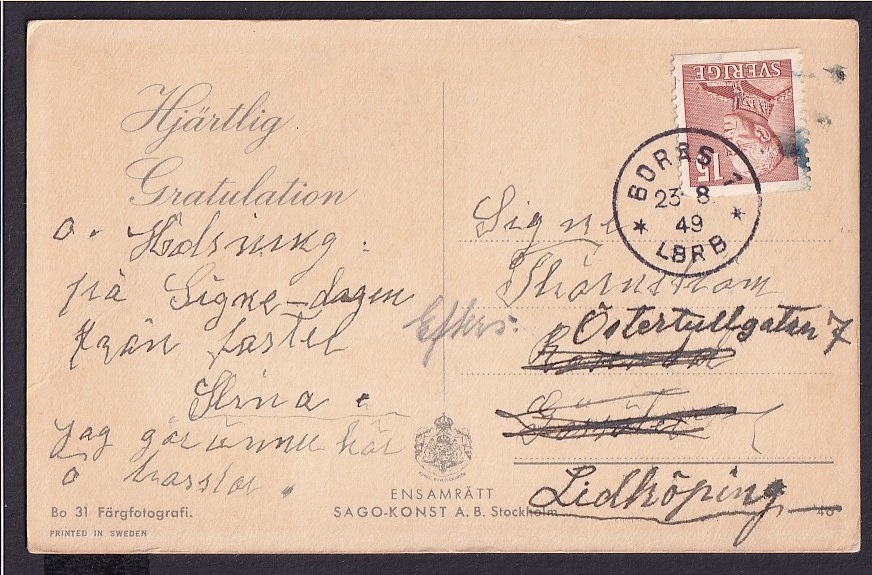 Hjärtlig Gratulation (Bo 31) – St. BORÅS 23.8.49