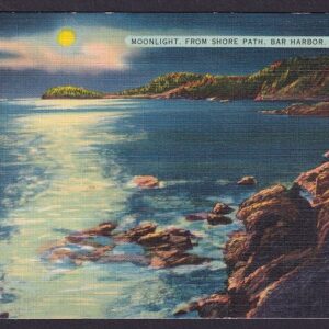 Moonlight from shore path. Bar Harbor, Maine (64082) - Pg. 1939
