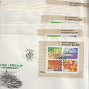 22 stk. FDC Norsk arbeidsliv 1985