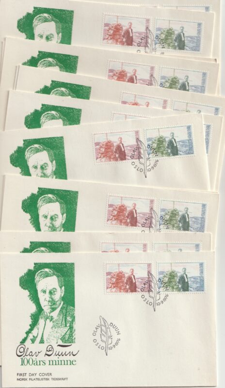 13 stk. FDC OLav DUUN 1976