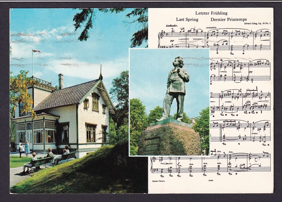 Trollhaugen og statue av E. Grieg (GRAKO 100/32) – St. BERGEN 18 6 1971