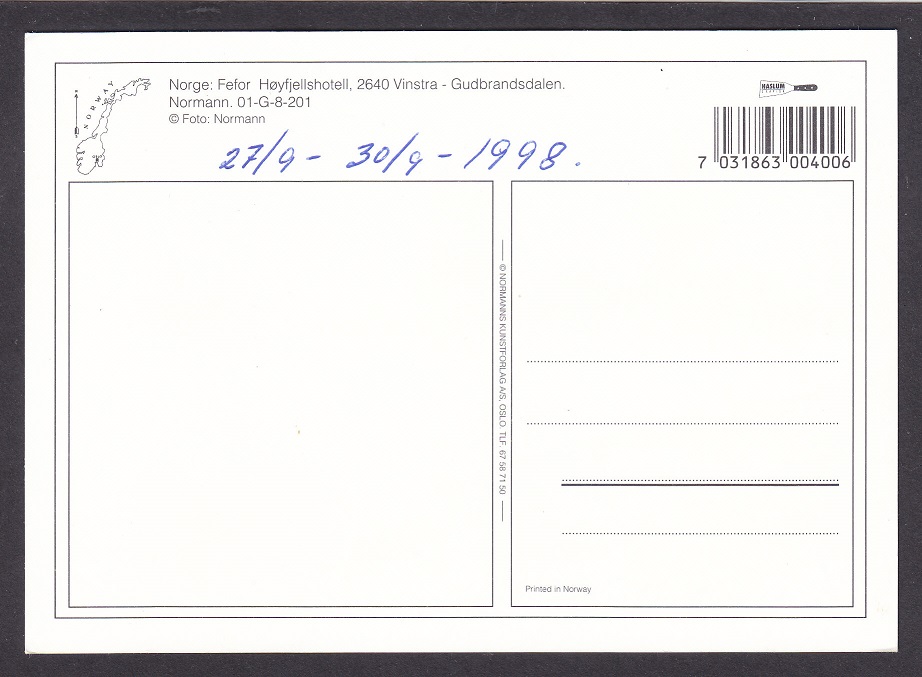 Hilsen fra Fefor (Normann 01-G-8-201) – Ubrukt
