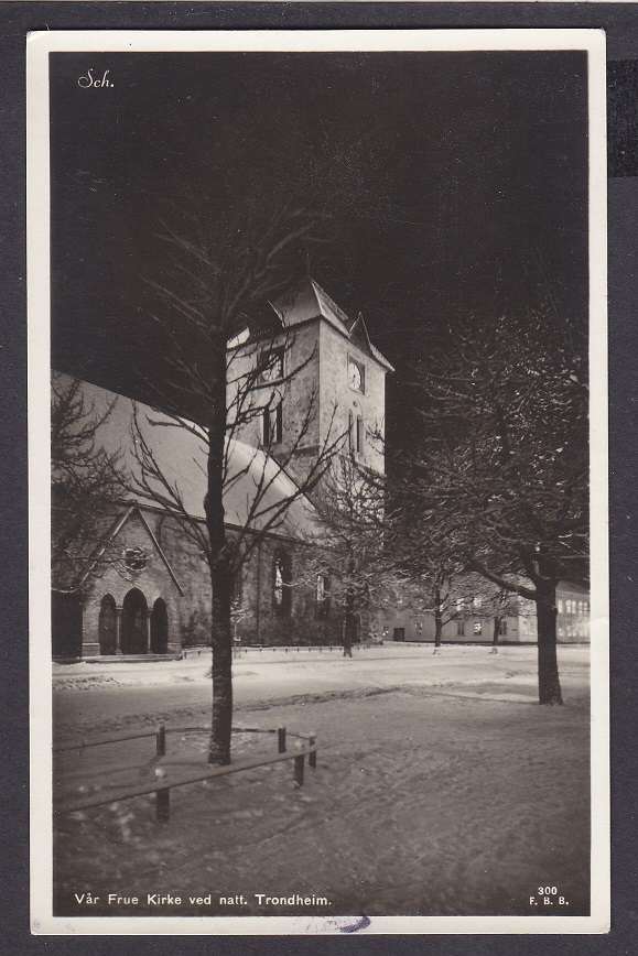 Vår Frue Kirke ved natt. Trondheim (F. B. B. 300) – Ubrukt