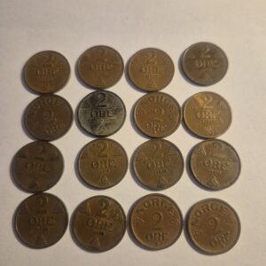 Norske 2-ører - 16 stk