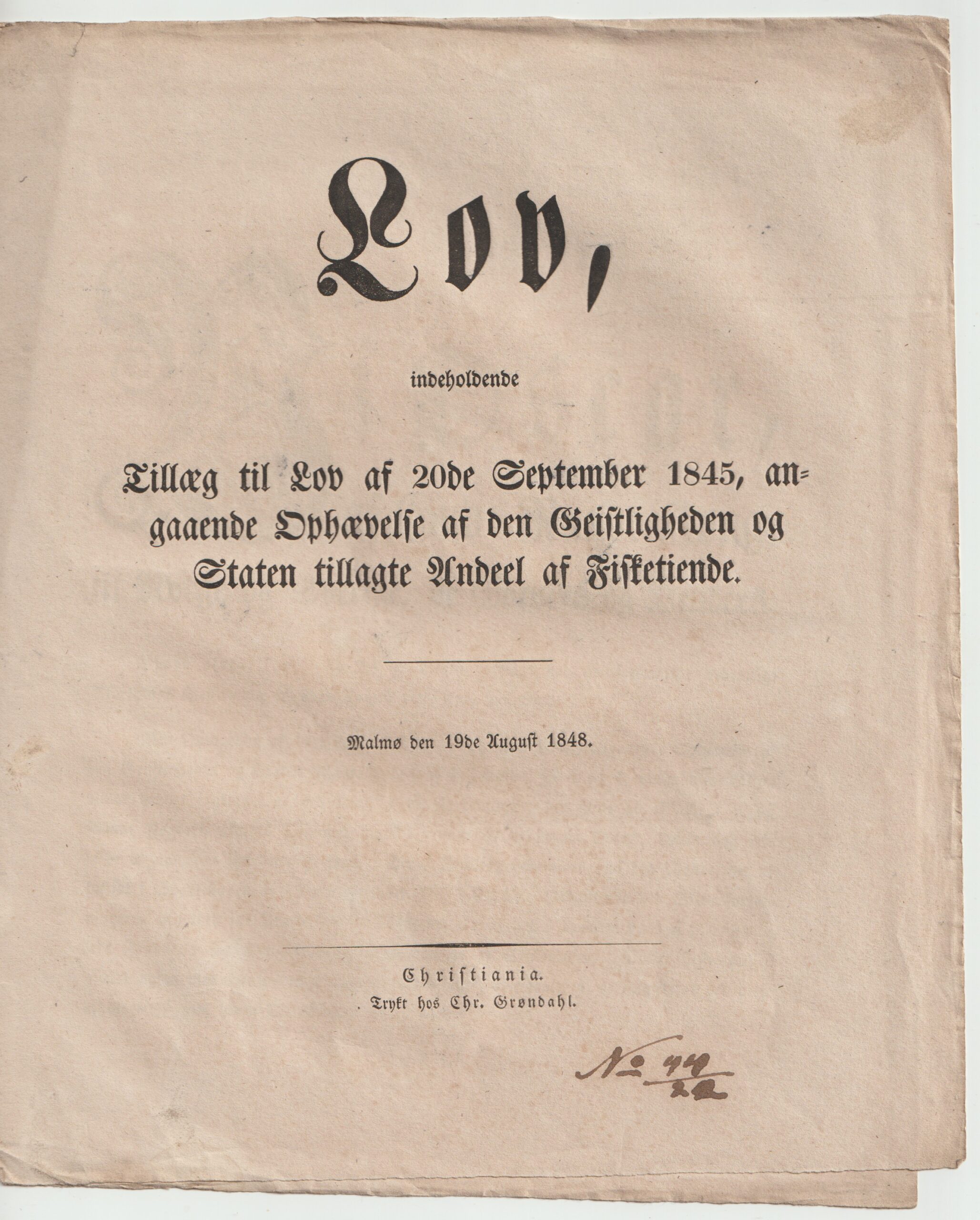 Tillegg til lov 1845 ang. Geistligheten,